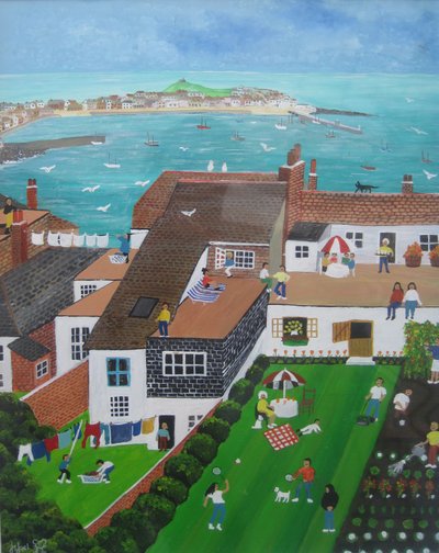St Ives, Kornwalia, 2008 (akryl na pokładzie) autorstwa Judy Joel