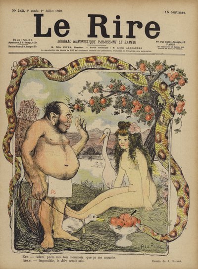 Adam i Ewa, ilustracja do Le Rire autorstwa Jules Abel Faivre