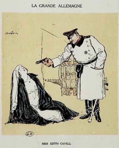 Panna Edith Cavell stracona przez Niemców, fot. Abel Faivre (1864-1945). autorstwa Jules Abel Faivre