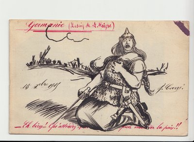 Pocztówka, satyryczna w kolorach autorstwa Jules Abel Faivre