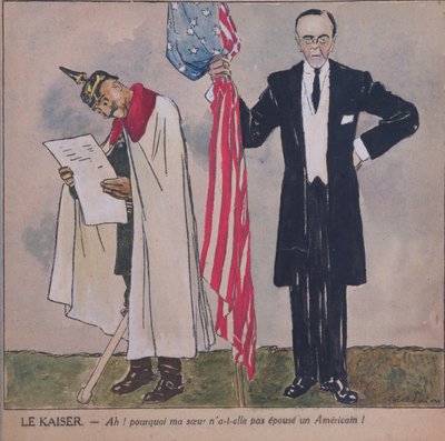 Prezydent Woodrow Wilson (1856-1924) i Kaiser Wilhelm II (1859-1941) c.1917 autorstwa Jules Abel Faivre