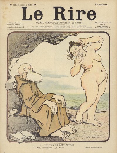 Kuszenie św. Antoniego, ilustracja do Le Rire autorstwa Jules Abel Faivre