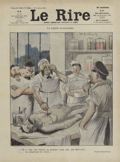 Lekcja anatomii. Ilustracja do Le Rire autorstwa Jules Abel Faivre