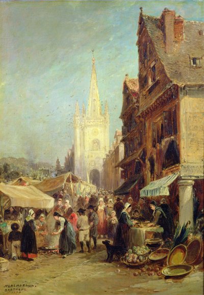 Rynek w Hennebont autorstwa Jules Achille Noel