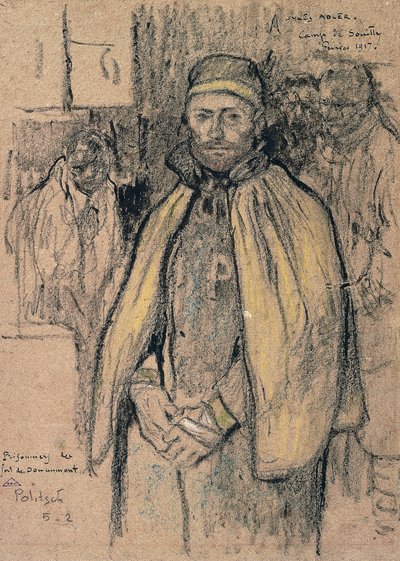 Więźniowie z Fortu Douaumont (rysunek) autorstwa Jules Adler