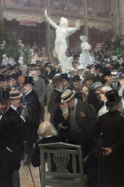 Piątek w salonie des artistes francais. Obraz Julesa Alexandre Gruna (1868-1939), olej na płótnie, sztuka francuska autorstwa Jules Alexandre Gruen or Grun