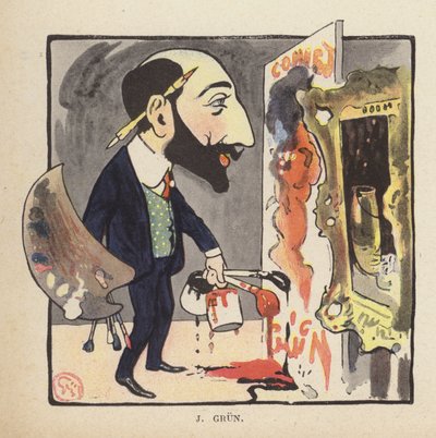 Autoportret francuskiego malarza i ilustratora Jean-Alexandre Gruna (kolor lito) autorstwa Jules Alexandre Gruen or Grun