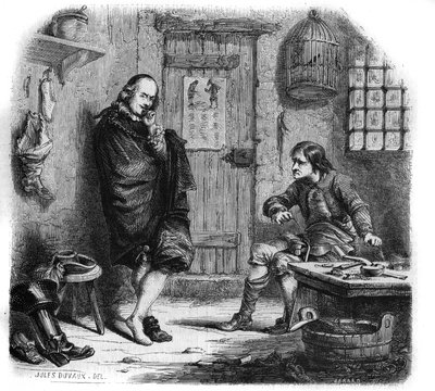 Pierre Corneille (1606-1684) u wygaszacza. Grawerowanie autorstwa Julesa Duvaux autorstwa Jules Antoine (after) Duvaux