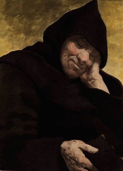 Brat Jean, mnich z opactwa Seuille, śpi. Gargantua. Ilustracja Julesa Garniera. W "Rabelais et l