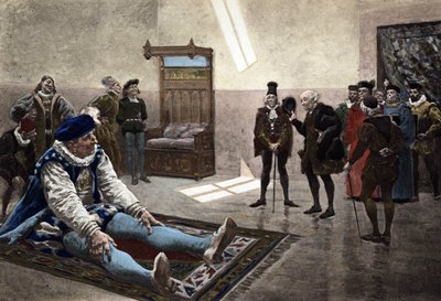 Mistrz Janotus (Ianotus) z Bragmardo próbuje przekonać Gargantuę do zwrotu dzwonów Notre Dame de Paris. Gargantua. Ilustracja autorstwa Julesa Garniera. W "Rabelais et l