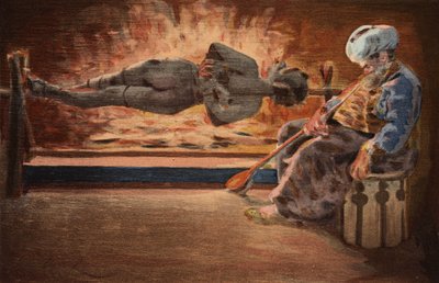 Panurge obserwowany przez Turka, który zasnął. Pantagruel. Ilustracja autorstwa Julesa Garniera. W "Rabelais et l