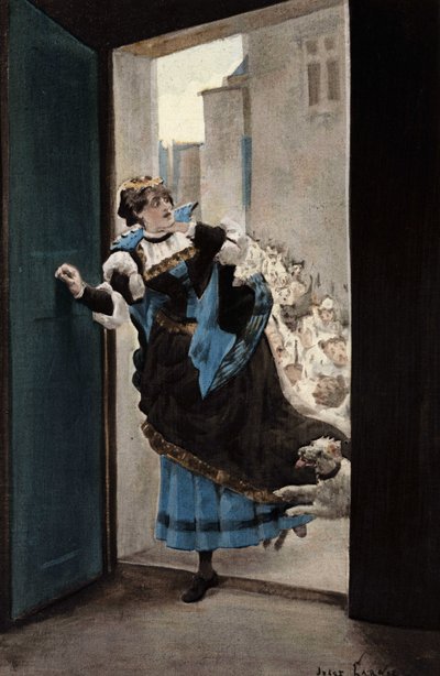Kobieta, w której Panurge jest zakochany, wraca do domu ścigana przez psy. Pantagruel. Ilustracja autorstwa Julesa Garniera. W "Rabelais et l
