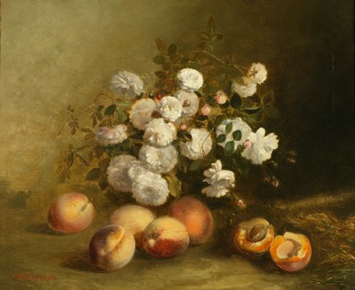 Kwiaty i morele (olej na płótnie) autorstwa Jules Bidlingmeyer