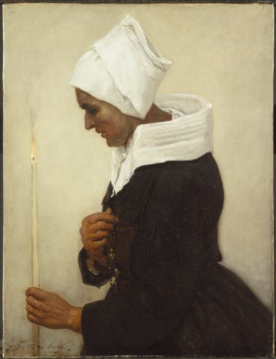Bretońska wieśniaczka trzymająca stożek, ok. 1869 r. autorstwa Jules Breton