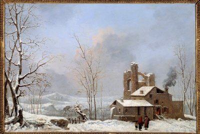 Zimowy pejzaż, obraz Cesara Van Loo (1743-1821) XVIII-wieczny Quimper, Muzeum Sztuk Pięknych autorstwa Jules Cesar Denis van Loo