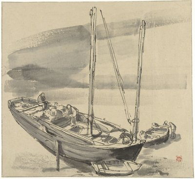 Łodzie w Grancamp (Calvados) autorstwa Jules Chadel