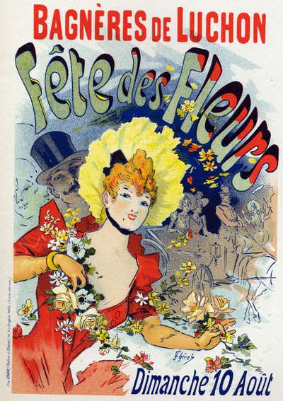 Sztuka. Zabawa. Święto kwiatów w Bagneres de Luchon. Plakat Jules Cheret, Francja, c.1895 (plakat) autorstwa Jules Cheret