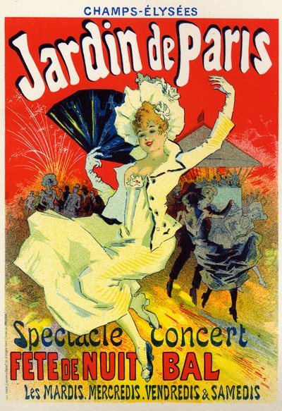 Sztuka, rozrywka. Jardin de Paris, bal na Polach Elizejskich w Paryżu. Plakat Jules Cheret, Francja, c.1895 (plakat) autorstwa Jules Cheret