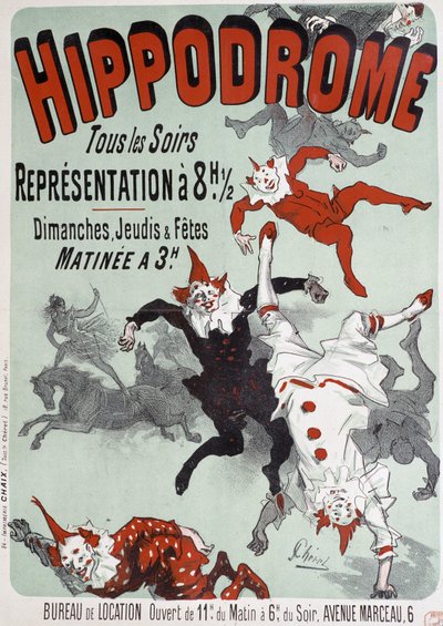 Przedstawienie cyrkowe na hipodromie – plakat Julesa Chéreta, koniec XIX wieku autorstwa Jules Cheret