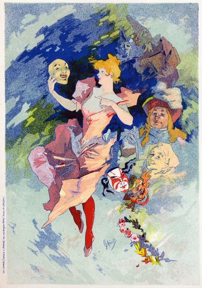 Alegoria komediowa, koniec XIX wieku (ilustracja) autorstwa Jules Cheret