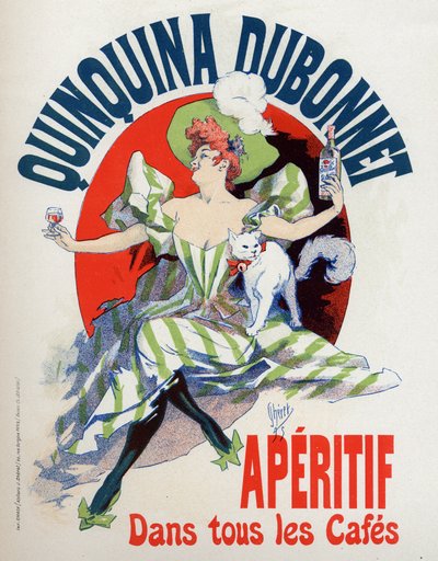 Żywność i napoje. Aperitif Quinquina Dubonnet. Plakat Jules Cheret, Francja autorstwa Jules Cheret