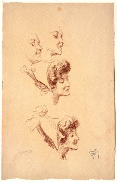 Vier Studien eines Frauenkopfes autorstwa Jules Cheret