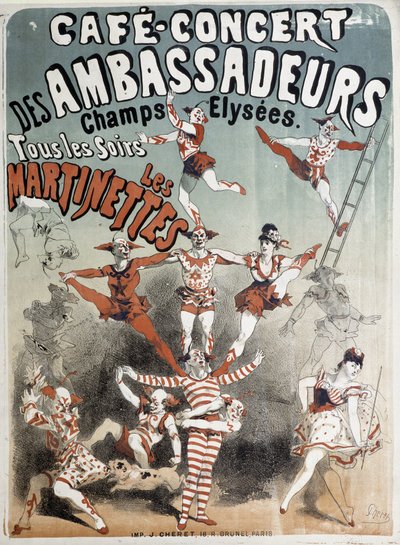 The Martinettes at the Cafe-Concert des Ambassadeurs - Plakat, Jules Cheret, koniec XIX wieku autorstwa Jules Cheret