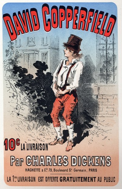 Literatura. David Copperfield, autorstwa Charlesa Dickensa. Plakat Julesa Chereta do wydania fascykułu, Francja, ok. 1860-70 (plakat) autorstwa Jules Cheret