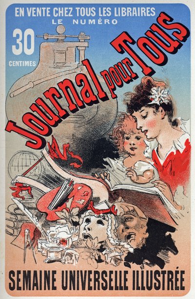 Literatura. Gazeta dla wszystkich. Plakat Jules Cheret, Francja, c.1870-80 (plakat) autorstwa Jules Cheret