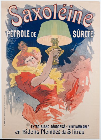 Plakat reklamujący "Saxoleine", olej do lamp bezpieczeństwa, 1901 autorstwa Jules Cheret