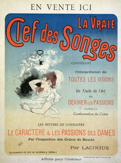 Plakat reklamujący książkę „La Vraie Clef des Songes” Laciniusa, 1892 autorstwa Jules Cheret