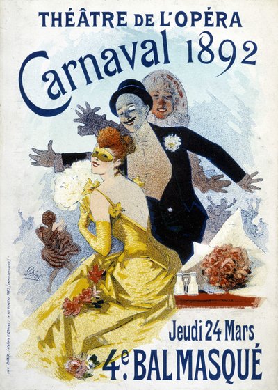 Plakat Cherreta na karnawał 1892 w teatrze operowym. autorstwa Jules Cheret