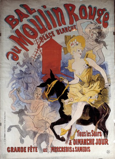 Czerwona kula młyna białe miejsce. Plakat Julesa Chereta (1836 - 1932) autorstwa Jules Cheret