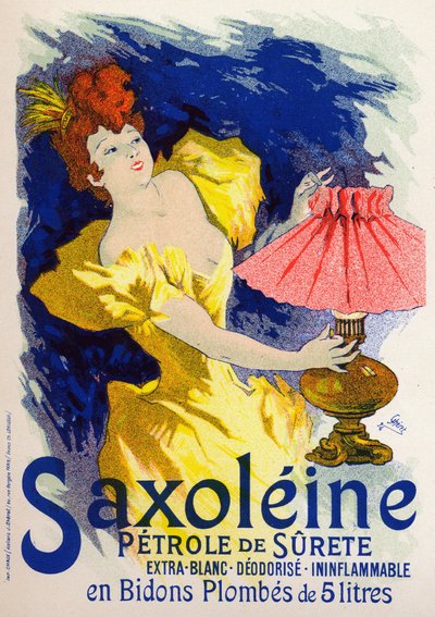 Nauki ścisłe. Energia. Saksoleina, olej do lampy. Plakat Jules Cheret, Francja autorstwa Jules Cheret