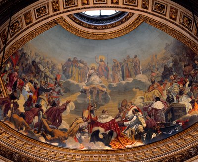 Historia i Gloryfikacja Chrześcijaństwa, obraz kopuły kościoła św. Magdaleny (fresk) autorstwa Jules Claude Ziegler
