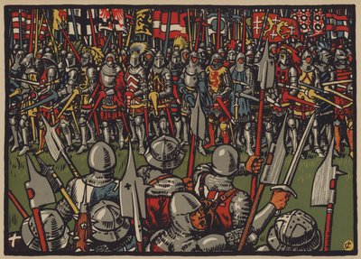 Zwycięstwo Szwajcarów nad Austriakami w bitwie pod Sempach, 9 lipca 1386 (kolor lito) autorstwa Jules Courvoisier
