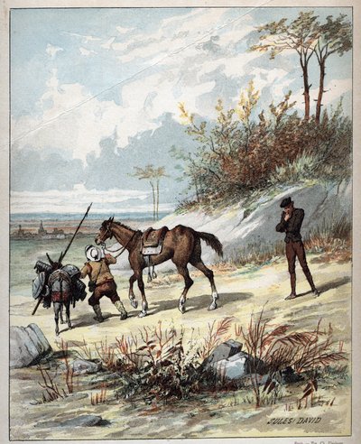 Don Kichot i Sancho Pansa - Ilustracja Julesa Davida (1808Ð1892) z Histoire de Don Kichot (Don Kichota) - 1887 - autorstwa Miguela de Cervantesa Saavedra (1547-1616) - autorstwa Jules David