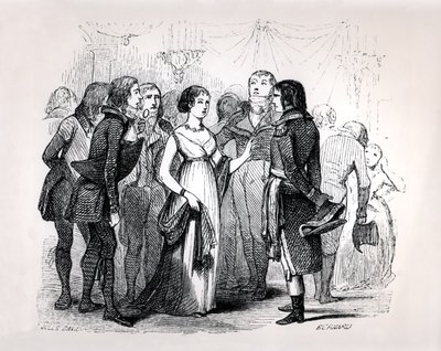 Madame de Stael (1766-1817) pytająca Napoleona Bonaparte (1769-1821) o najlepsze kobiety, z "Napoleona" Emile