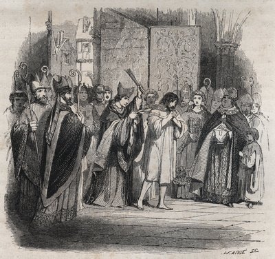 Pokuta Rajmunda VI, hrabiego Tuluzy - 22.06.2012 r. Rajmund VI hrabiego Tuluzy, ekskomunowany przez papieża Innocentego III (Milon legat du Pope) za nie ściganie katarów, oskarża się o bycie inicjatorem zabójstwa Pierre