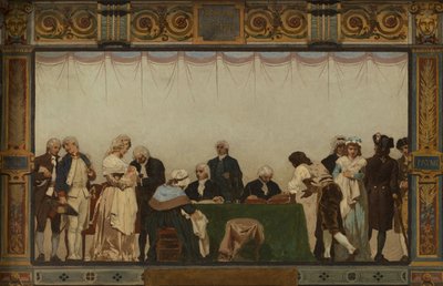 Szkic ratusza w 20. dzielnicy: Naissance, patrie, devoir, droits autorstwa Jules Didier