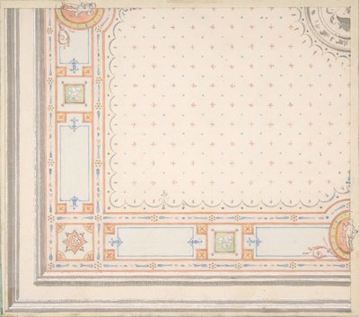 Projekt stropu recto, wymiary z kodem projektu verso, II poł. XIX w. Twórcy: Jules-Edmond-Charles Lachaise, Eugène-Pierre Gourdet. autorstwa Jules Edmond Charles Lachaise and Eugène Pierre Gourdet