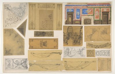 Dziewiętnaście projektów do dekoracji malarskiej wnętrz, 1830-97. Twórcy: Jules-Edmond-Charles Lachaise, Eugène-Pierre Gourdet. autorstwa Jules Edmond Charles Lachaise and Eugène Pierre Gourdet