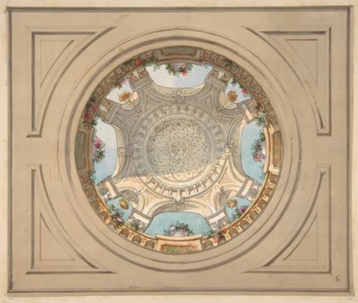 Projekt sufitu z balustradą trompe loeil autorstwa Jules Edmond Charles Lachaise