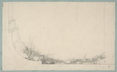 Projekt częściowy sufitu ozdobionego balustradą trompe loeil autorstwa Jules Edmond Charles Lachaise