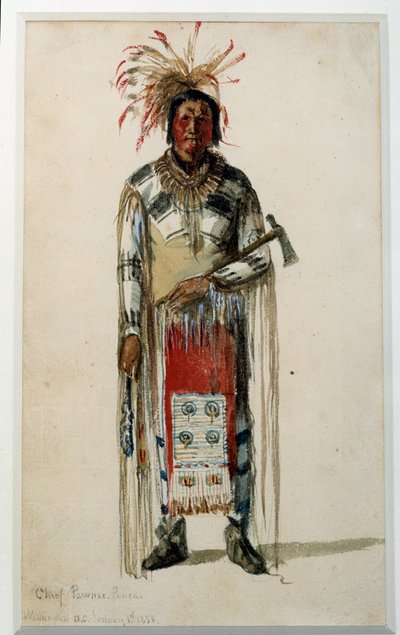 Indianin z Ameryki: „”Ślad wodza indiańskiego plemienia Pawnee Ponca” Litografia autorstwa Jules Emile (Jules-Emile) Saintin (1829-1894) 1858 La Rochelle, Musee du Nouveau Monde autorstwa Jules Emile Saintin