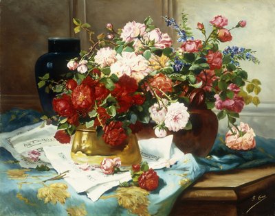 Martwa natura z kwiatami i nutami, ok. 1877 r. autorstwa Jules Etienne Carot