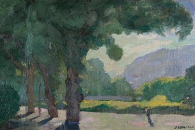 Grenoble, widok z Île Verte 1922 Olej na tekturze autorstwa Jules Flandrin