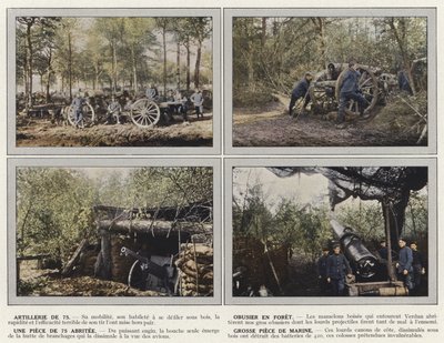 Artyleria 75 mm, haubica w musztrze, jedna sztuka 75 mm w osłonie, duża sztuka morska autorstwa Jules Gervais Courtellemont