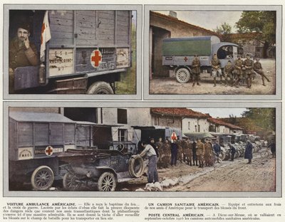 American Ambulance Car, American Sanitary Truck, American Central Post Office autorstwa Jules Gervais-Courtellemont