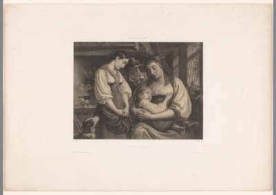 Matka z rannym dzieckiem na kolanach Le petit blessé (tytuł na obiekcie) Artyści szwajcarscy (tytuł serii) Les artistes Suisses (tytuł serii na obiekcie) autorstwa Jules Hébert